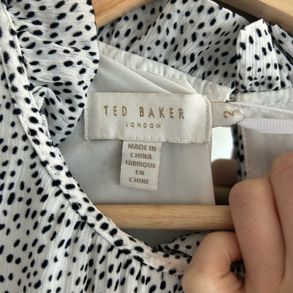 Ted Baker Long Sleeve Spot Flock Mini Dress (Black and White) - Picture 3 of 4